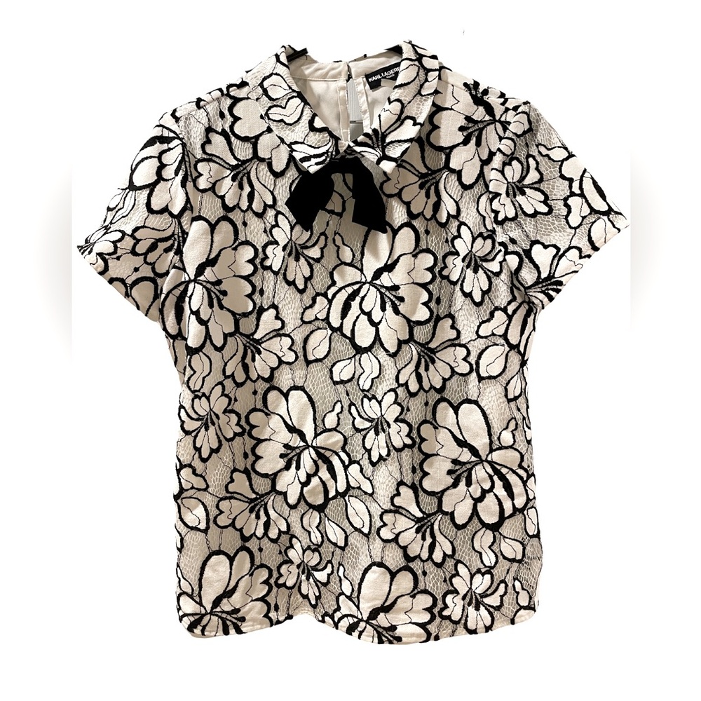 Karl Lagerfeld White Lace Blouse, sz10